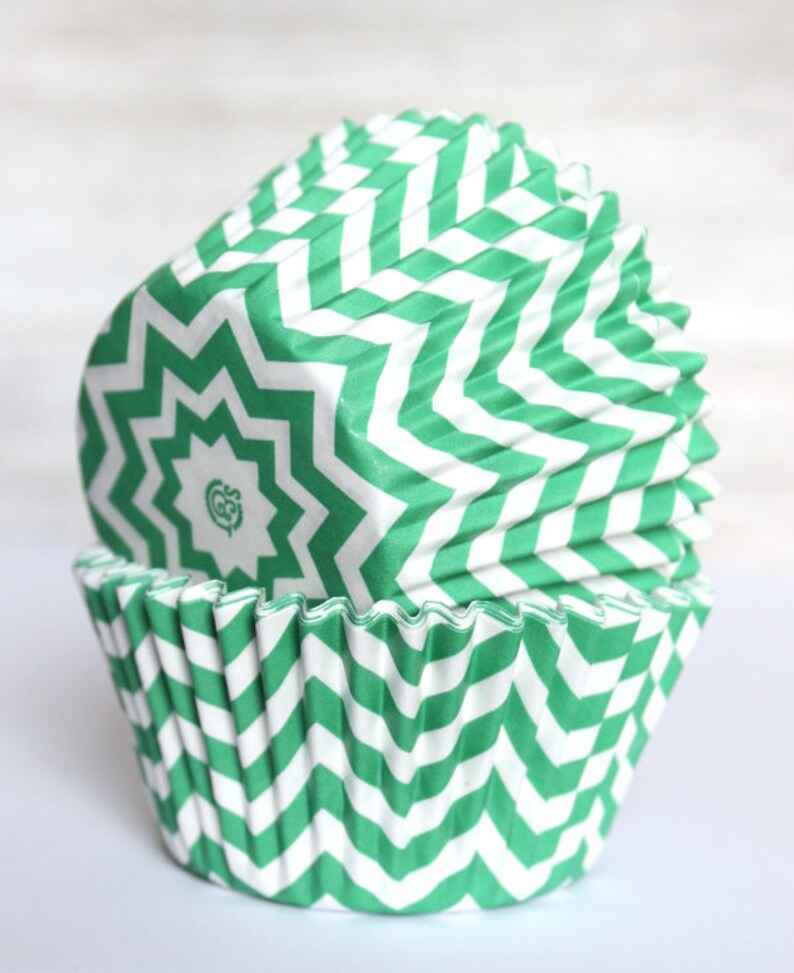 Green Chevron Cupcake Liners Set of 25cupcake Liners Green Etsy