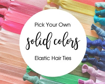 Solid Color Hair Ties | Bulk Fold Over Elastic Hair Ties | Choose Your Colors | Elastic Hair Ties | Creaseless Hair Ties | Bulk Hair Ties