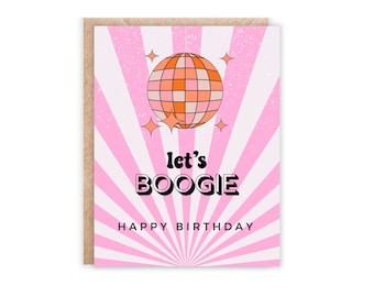 Disco Birthday Greeting Card: Let's Boogie, Square Card