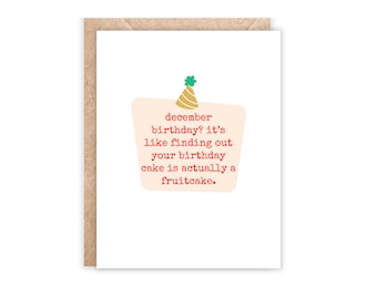 Funny December Birthday Card: Fruitcake Holiday Card