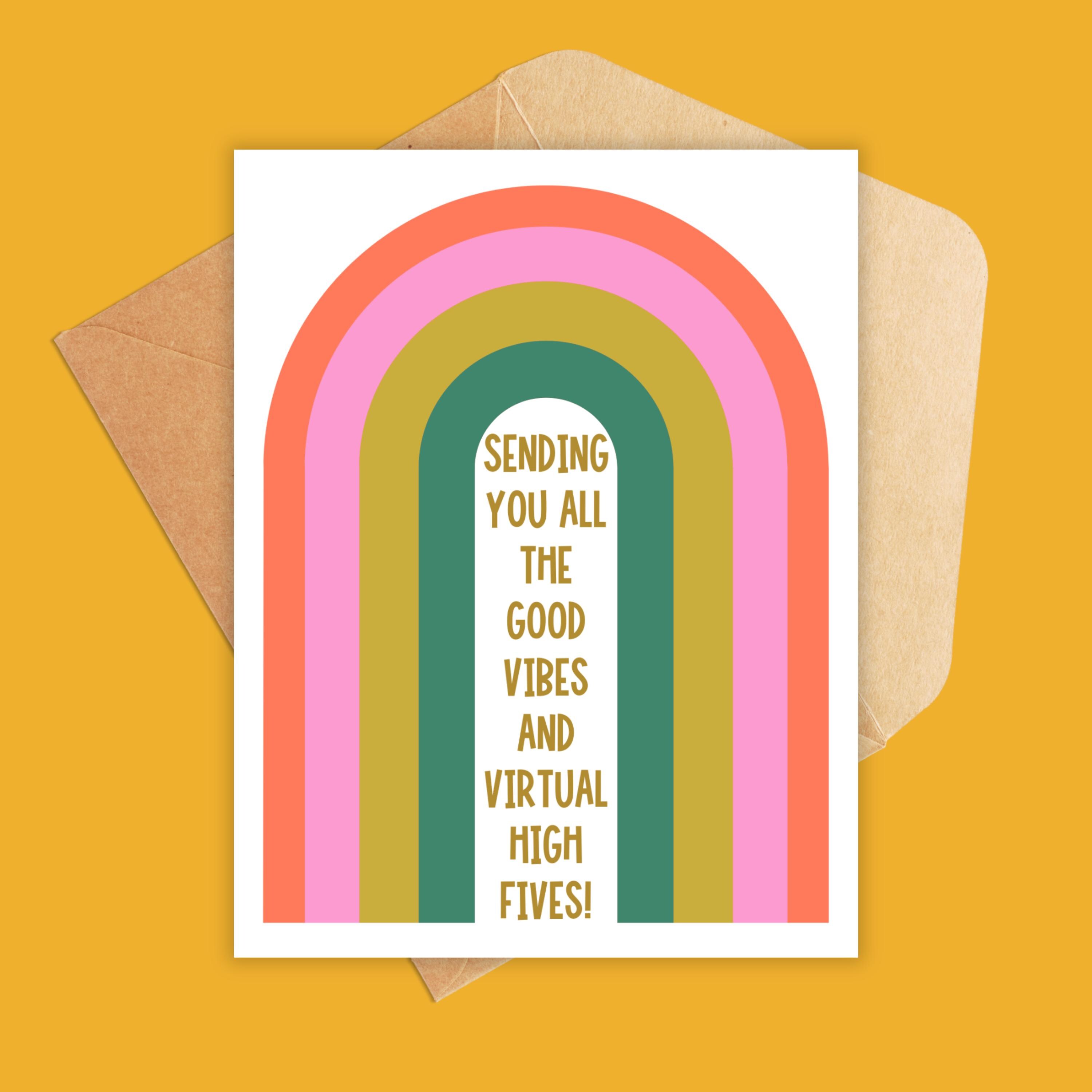 Sending Good Vibes Greeting Card: Rainbow Thinking of You Card - Etsy