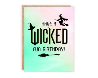 Wicked Fun Witch Birthday Card: Pink & Green