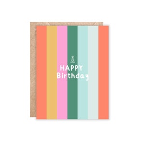 Retro Striped Birthday Card: Colorful Abstract Design