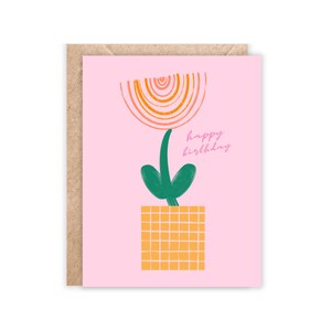 Abstract Flower Happy Birthday Card: Colorful Modern Art