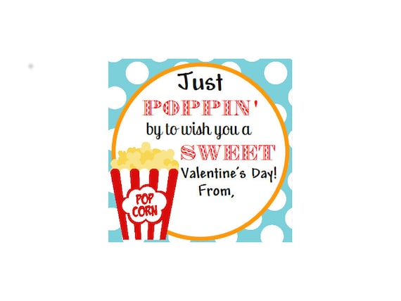 Favor Tag Valentine Favor Instant Download Printable Valentine Treat Valentine Party Digital File Valentine Popcorn Tag 4.25x5.5