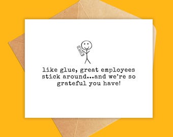 Carte de remerciement pour employé : cadeau de remerciement « Like Glue »
