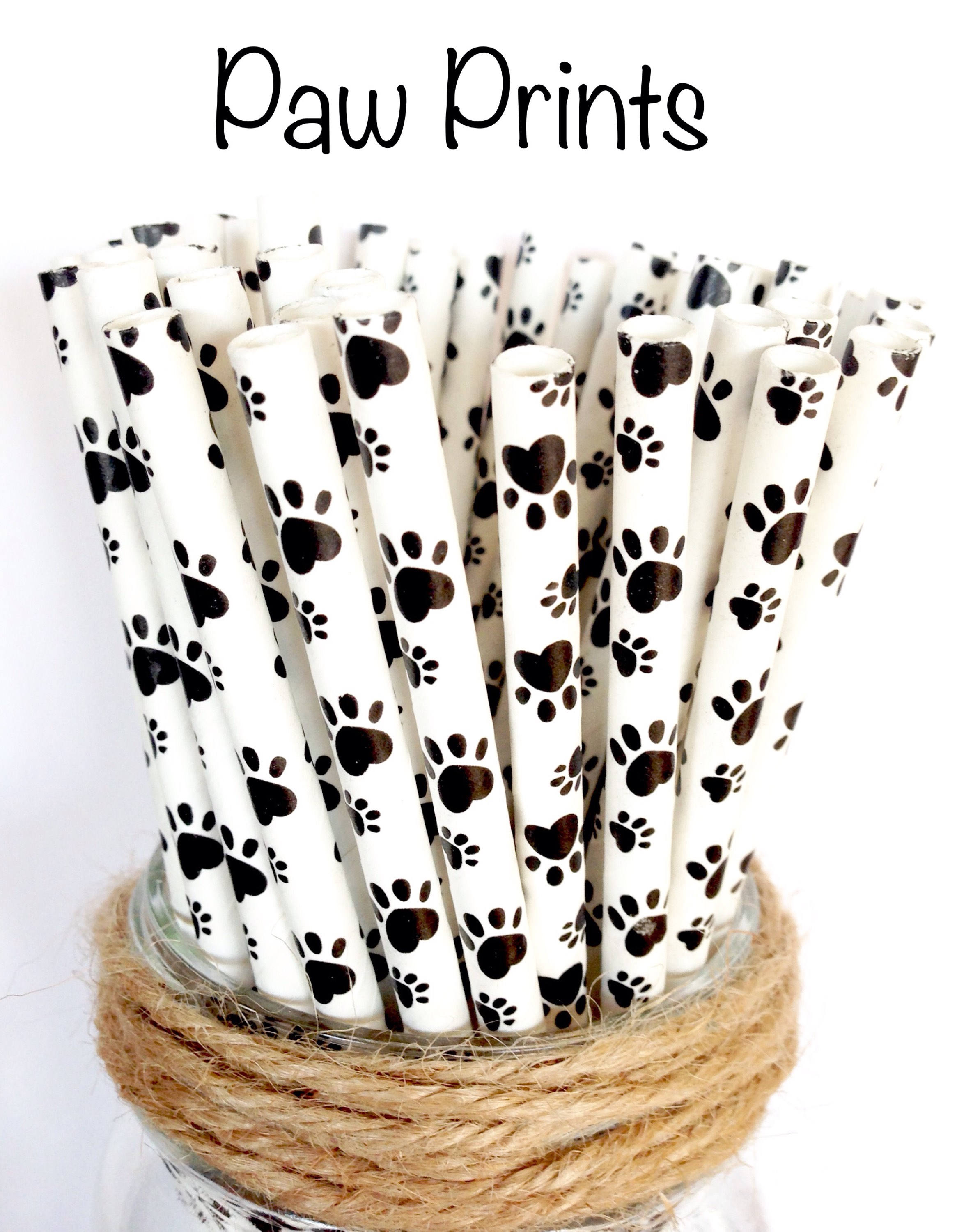 Paw prints strawsdog birthday party puppy party paw print Etsy