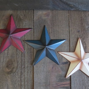 Set of 3 Country Primitive 6 inch Red White and Blue Barn Stars Rustic Patriotic USA Americana Rustic Craft Supplies Wall Decor