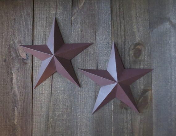 Set Of 2 Country Primitive 10 Burgundy Barn Stars Rustic Etsy