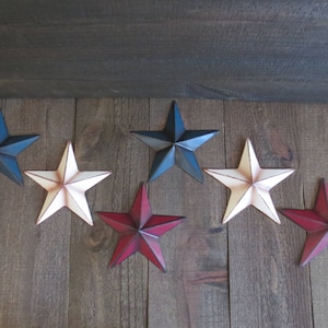 Set of 6 Country Primitive 6" Red White and Blue Barn Stars Rustic Patriotic USA Americana Craft Supplies Wall Decor