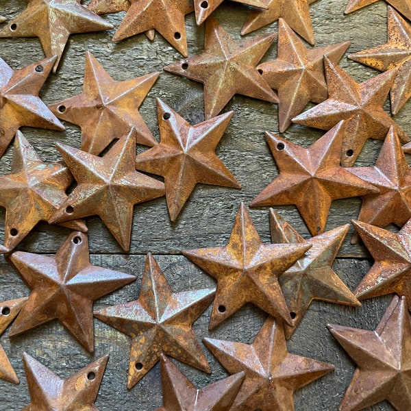 Set of 100 Rusty Barn Stars 1.5 inch Dimensional Primitive Country Rustic Style Stars 1 1/2 " in Diameter Patriotic Flag Craft Americana