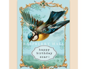 A-46 - BIRTHDAY CARD - Soaring Bird - Raspberry Hall