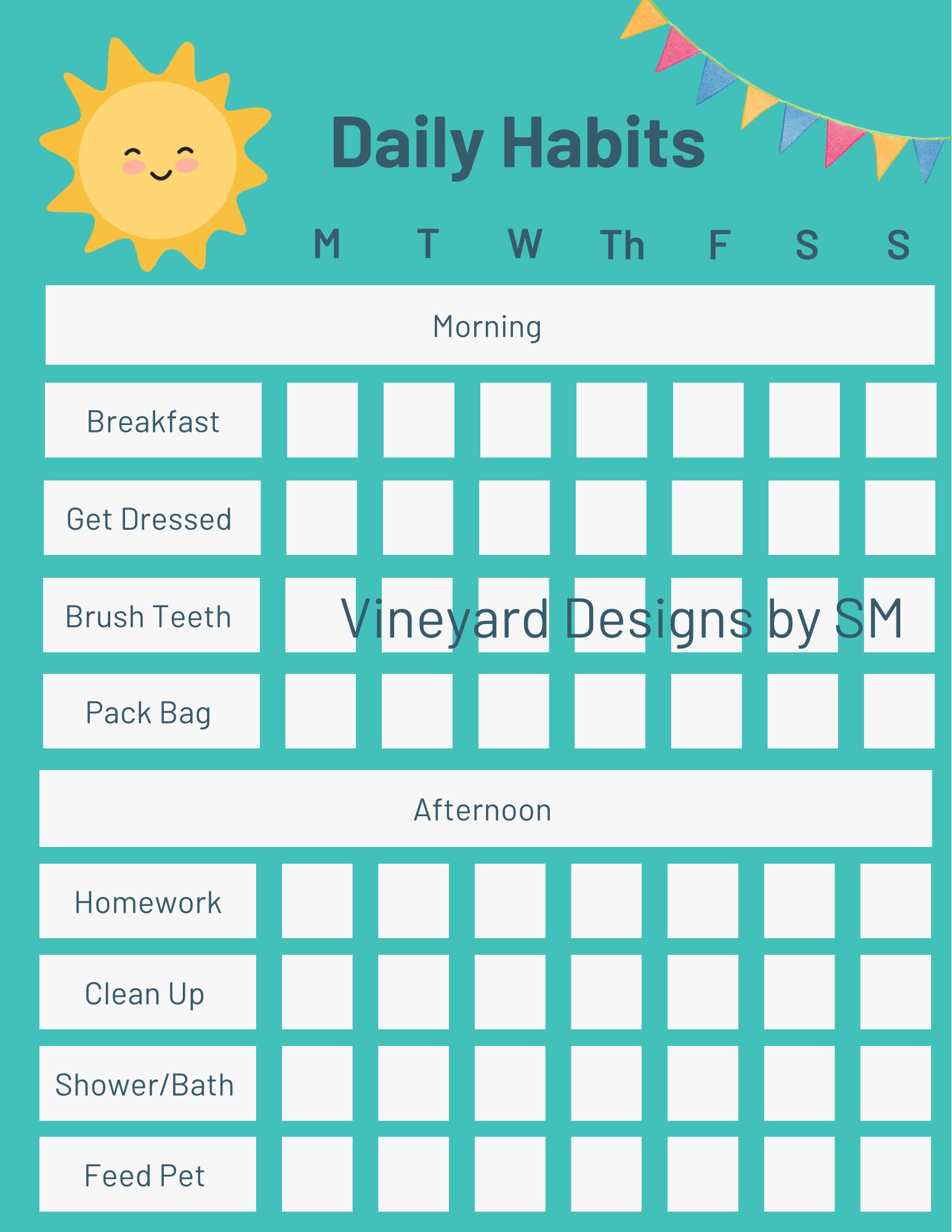 Kids Daily Habit Chart Printable - Etsy