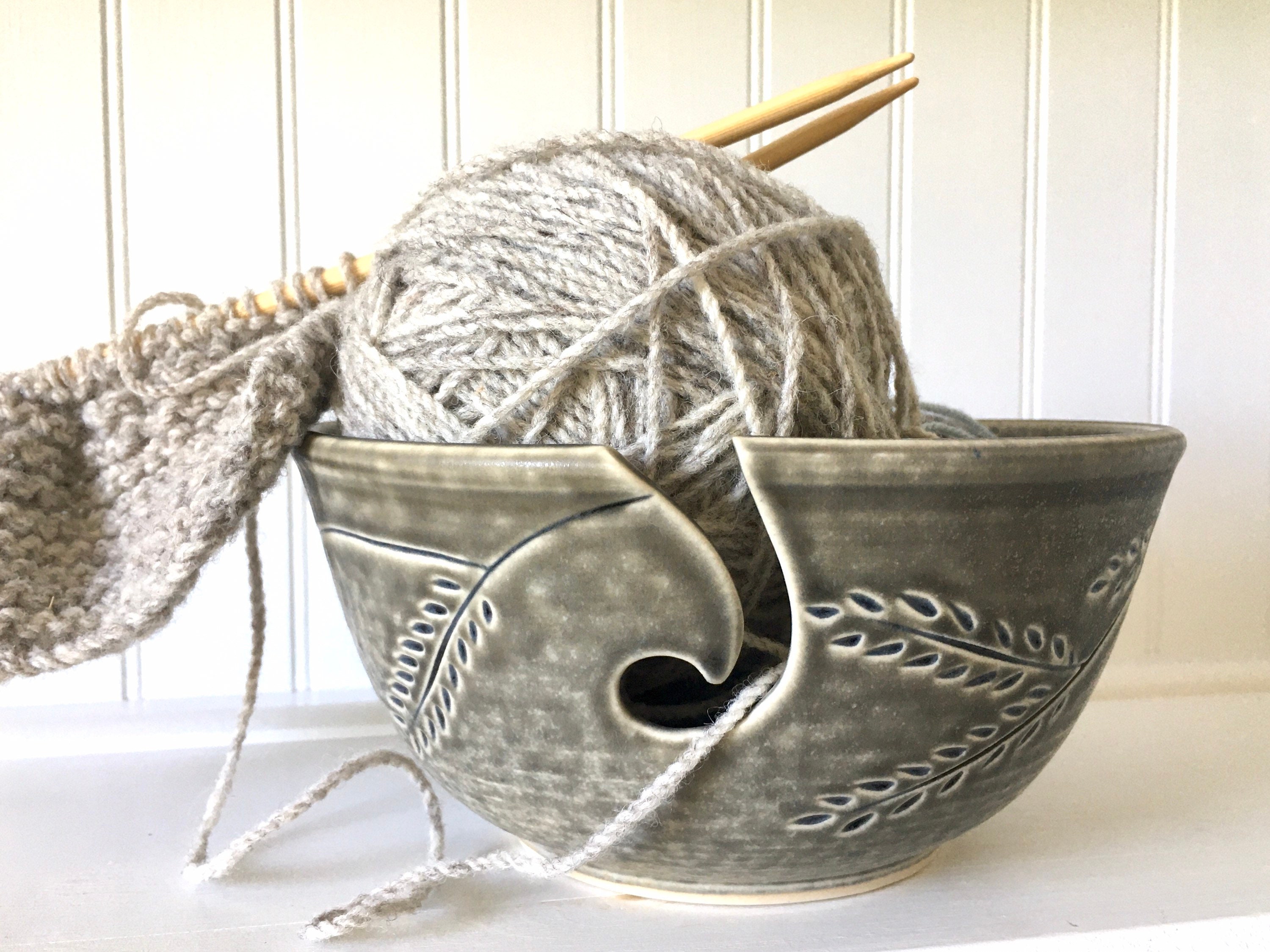 Turquoise Ceramic Yarn Bowl, Yarn Bowl, Knitting Bowl, Crochet Bowl,  Turquoise and White Yarn Bowl, Made to Order 
