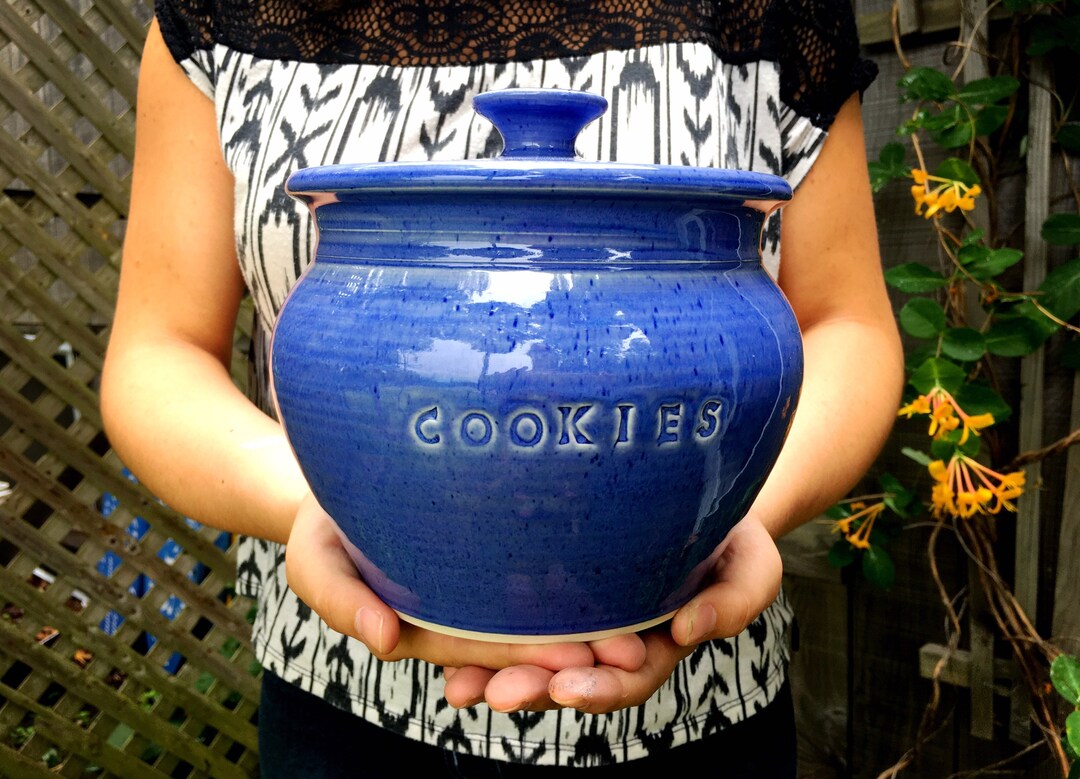 Ceramic Cookie Jar With Lid, Handmade Pottery Cookie Jar, Kitchen