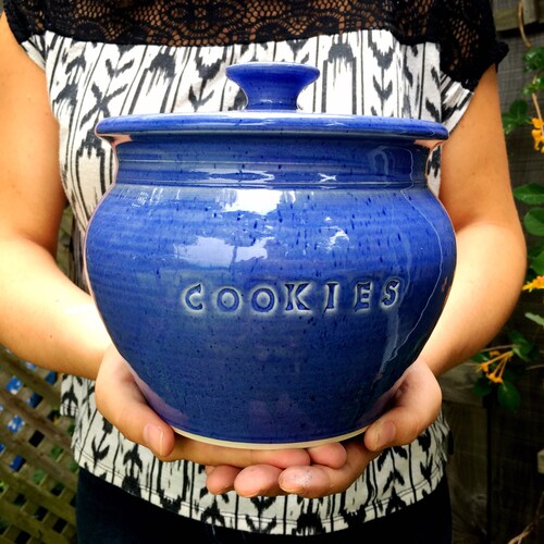 Ceramic Cookie Jar With Lid Handmade Pottery Cookie Jar Etsy