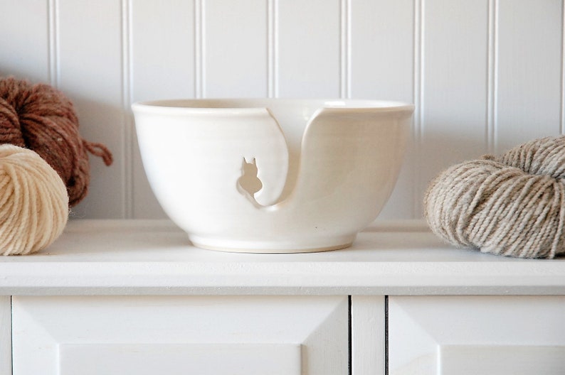 White Cat Ceramic Yarn Bowl Knitting Bowl Crochet Bowl Etsy UK