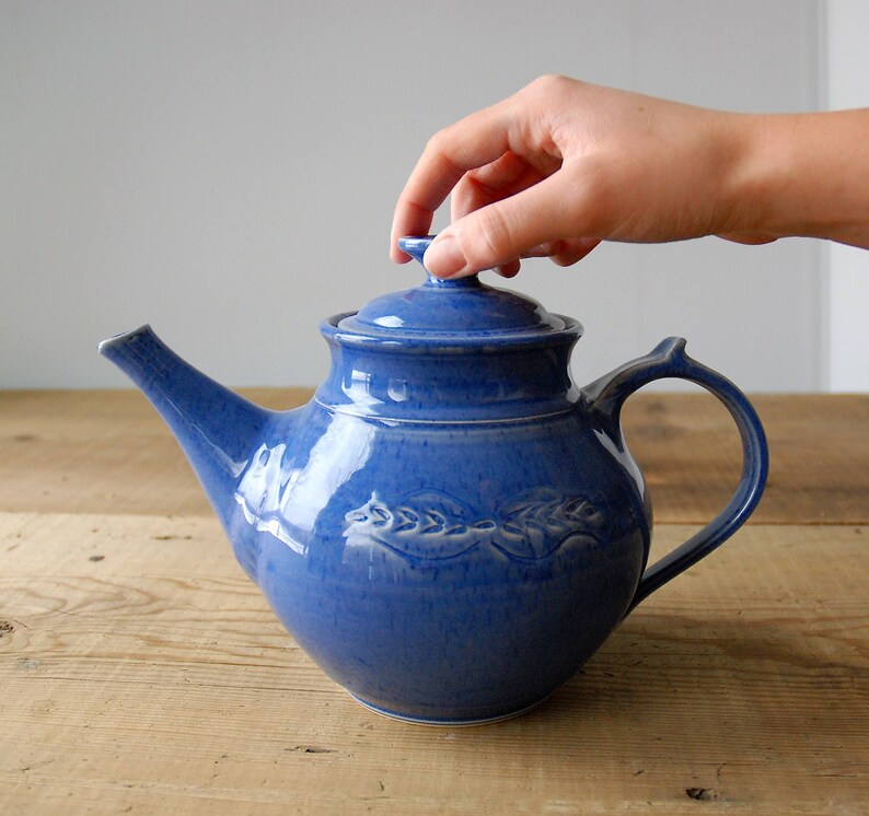 Hand Made Pottery Teapot Ceramic Teapot Blue Pottery Teapot Etsy