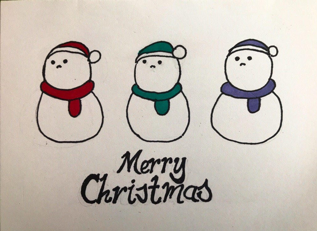 Hand Drawn Christmas Cards Etsy