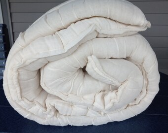 Queen Size Wool Comforter Batt, from Michigan grown wool, with Cheesecloth Lining 90 X90.  Virgin Wool.