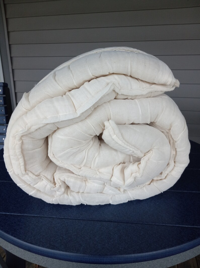 Queen Size Wool Comforter Batt, from Michigan grown wool, with Cheesecloth Lining 90 X90. Virgin Wool. image 1