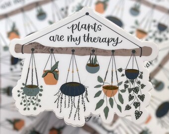 Plants Are My Therapy Sticker - Dishwasher and Waterproof Safe - Professionally Printed.