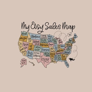 Carte des ventes Etsy à procréer ou à imprimer