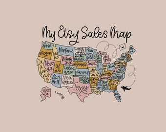 Mapa de ventas de Etsy para Procreate o Print