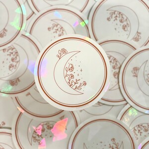 Rainbow Suncatcher Sticker - Floral Moon