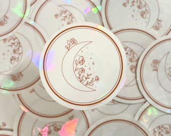Rainbow Suncatcher Sticker - Floral Moon