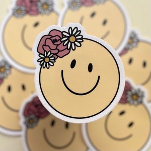 Happy Face Floral Sticker