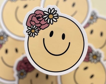 Happy Face Floral Sticker