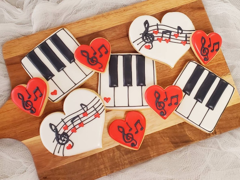 Music and Recital Sugar Cookies, Piano, Concert, Custom Decorated By Hand, DELICIOUS Customizable. Must order at least 15 days ahead. image 1