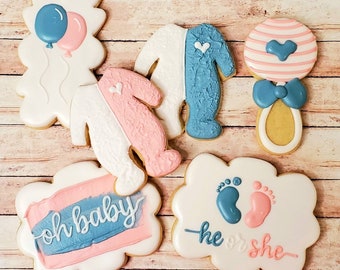 Gender Reveal, Baby Shower, Custom Hand Decorated Sugar Cookies, Baby Boy, Baby Girl, Baby Sprinkle, Order at least 15 days ahead