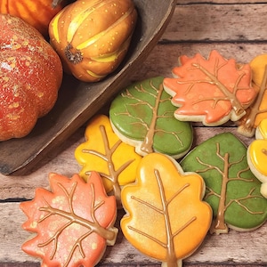 Mini Decorated Autumn Leaf Cookies, hand decorated sugar cookies, DELICIOUS!!! Must order 15 days ahead, message for rush availability