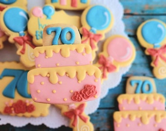 Happy birthday cookies, hand decorated sugar cookies, Adorable and Delicious! Completely Customizable, 1 Dozen