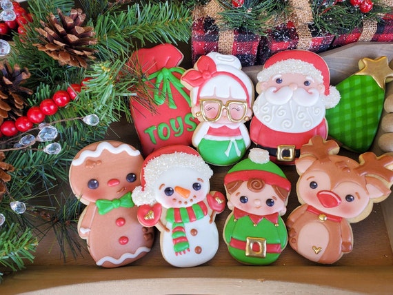 Santa and Friends Christmas Cookies Decorated Sugar Cookies - Etsy