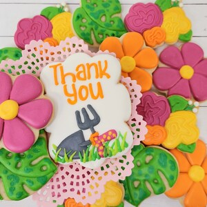 Thank You decorated sugar cookies, gardening cookies, flower cookies, custom sugar cookies, Say It With Cookies! Adorable and delicious!