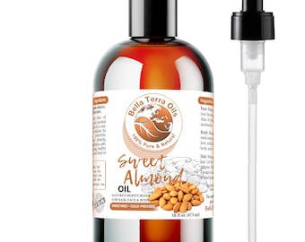 Natural Sweet Almond Oil 16oz for Massage, Skin and Hair - Carrier Oil for Skin, Hair, Massage, DIY Skincare, Soap and Lotion Making