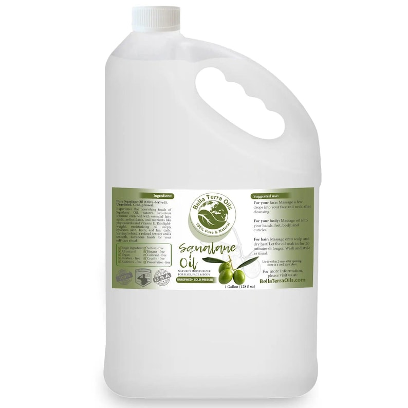 Olive Squalane Oil Gallon 128oz - Wholesale Bulk Carrier Oil for Face Oil, Dry Skin, Serum and Lotion Making - Makers and Studios image 1