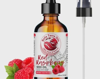 Natural Red Raspberry Seed Oil 4oz for Face, Body and Dry Skin - Carrier Oil for Skin, Hair, Massage, DIY Skincare, Soap and Lotion Making