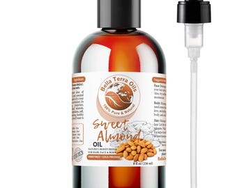 Natural Sweet Almond Oil 8oz for Massage, Skin and Hair - Carrier Oil for Skin, Hair, Massage, DIY Skincare, Soap and Lotion Making