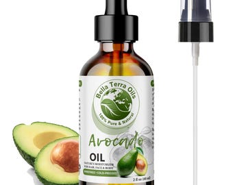 Natural Avocado Oil 2oz for Dry Skin, Body and Hair - Carrier Oil for Skin, Hair, Massage, DIY Skincare, Soap and Lotion Making