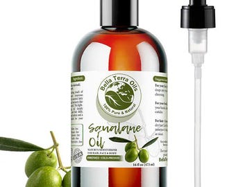 Natural Olive Squalane Oil 16oz for Face, Dry Skin and Glow - Carrier Oil for Skin, Hair, Massage, DIY Skincare, Soap and Lotion Making