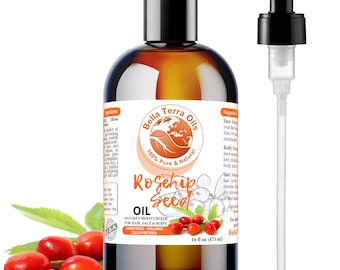 Natural Rosehip Seed Oil 16oz for Face, Dry Skin and Glow - Carrier Oil for Skin, Hair, Massage, DIY Skincare, Soap and Lotion Making