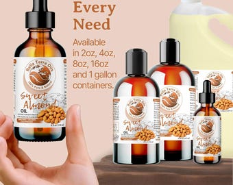 Natural Sweet Almond Oil 16oz for Massage, Skin and Hair - Carrier Oil for Skin, Hair, Massage, DIY Skincare, Soap and Lotion Making