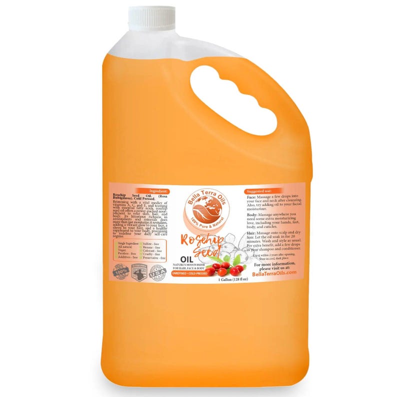 Rosehip Seed Oil Gallon 128oz - Wholesale Bulk Carrier Oil for Face Oil, Dry Skin, Serum and Lotion Making - Makers and Studios image 1