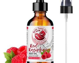 Natural Red Raspberry Seed Oil 4oz for Face, Body and Dry Skin - Carrier Oil for Skin, Hair, Massage, DIY Skincare, Soap and Lotion Making