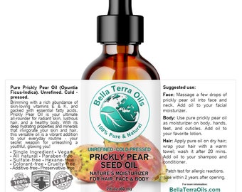 PRICKLY PEAR SEED Oil Pure Cold-pressed Unrefined Organic Cactus Seed Oil Natural Moisturizer for Skin and Hair