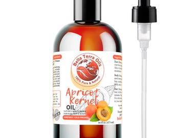 Natural Apricot Kernel Oil 16oz for Face, Body and Massage - Carrier Oil for Skin, Hair, Massage, DIY Skincare, Soap and Lotion Making